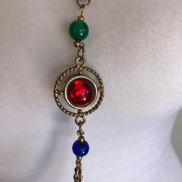 LADY REMINGTON Signed Cabochon Gold Tone Long Necklace 1980's - Picture 11 of 16